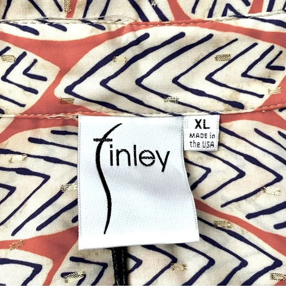 NWT FINLEY Blouse Mini Monica Sparkle Leaf Print Popover Office Corpcore